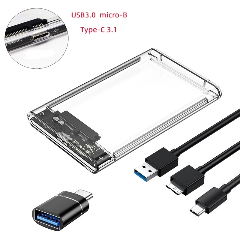 USB 3.0 externes Festplatten Gehäuse für 2,5 Zoll SATA3 HDD und SSD transparente Festplatte Gehäuse Werkzeugloser gebrauch